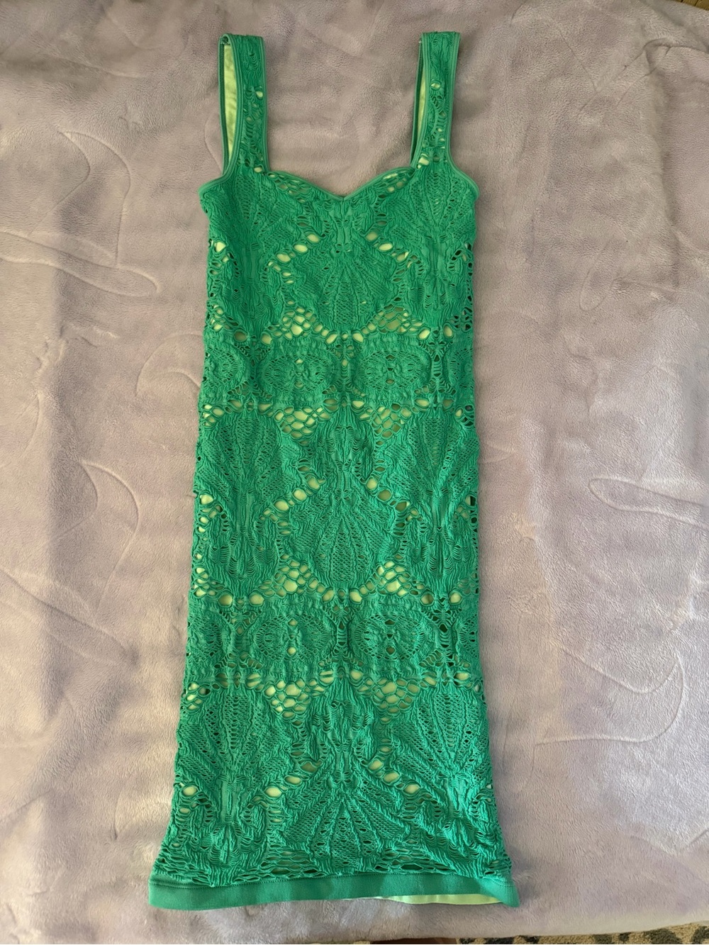 Vintage Green Crochet Free People Dress